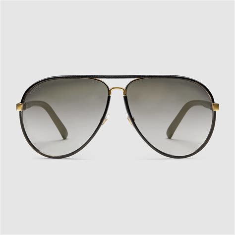 gucci leather wrapped aviators|Aviator Gucci Sunglasses for Men .